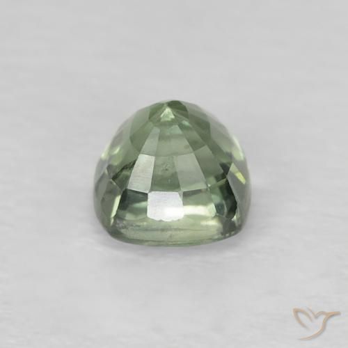 Zafiro Verde pálido natural de 0.62 ct, Forma Cojín, VS