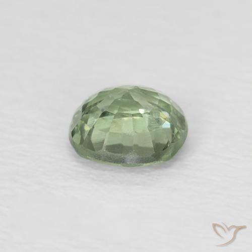 Zafiro Verde pálido natural de 0.43 ct, Forma Cojín, VS