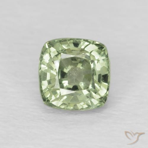 Zafiro Verde salvia claro natural de 0.69 ct, Forma Cojín, VS
