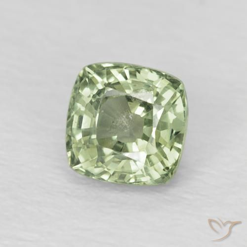 Zafiro Verde salvia claro natural de 0.69 ct, Forma Cojín, VS