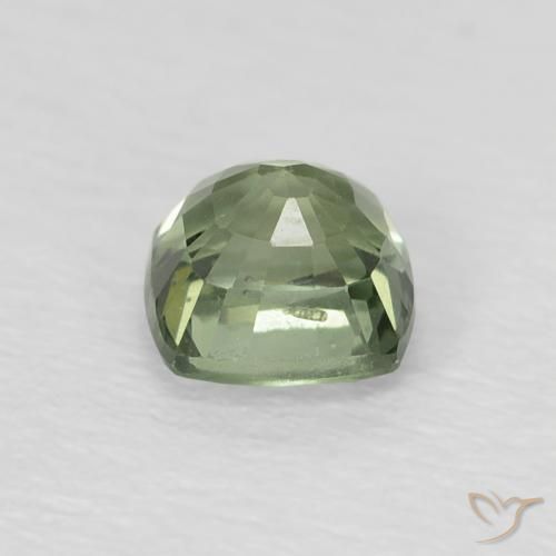 Zafiro Verde salvia claro natural de 0.69 ct, Forma Cojín, VS