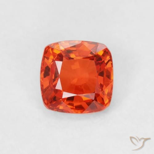 0.56ct Natural Naranja rojizo Zafiro, Forma Cojín, VVS-VS