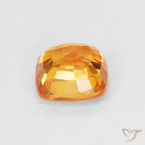 Zafiro Naranja medio natural de 0.71 ct, Forma Cojín, VVS-VS