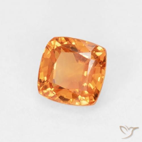 Zafiro Naranja medio natural de 0.60 ct, Forma Cojín, VVS-VS