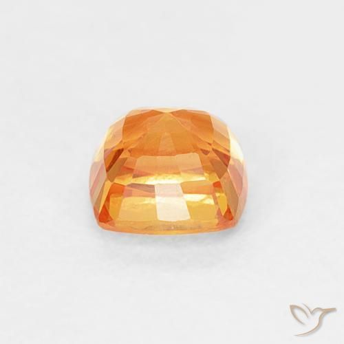 Zafiro Naranja medio natural de 0.60 ct, Forma Cojín, VVS-VS