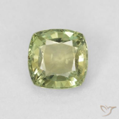 0.58ct Natural Verde amarillento Zafiro, Forma Cojín, VVS-VS