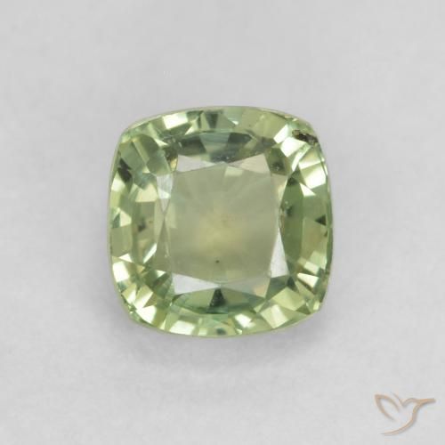 0.68ct Natural Verde salvia muy claro Zafiro, Forma Cojín, VVS-VS