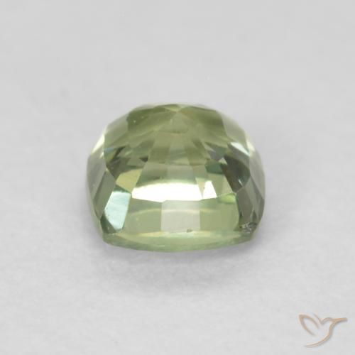 Zafiro Verde salvia muy claro natural de 0.68 ct, Forma Cojín, VVS-VS