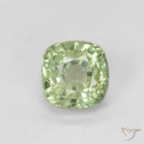0.55ct Natural Verde salvia muy claro Zafiro, Forma Cojín, VVS