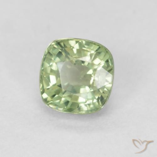Zafiro Verde salvia muy claro natural de 0.55 ct, Forma Cojín, VVS