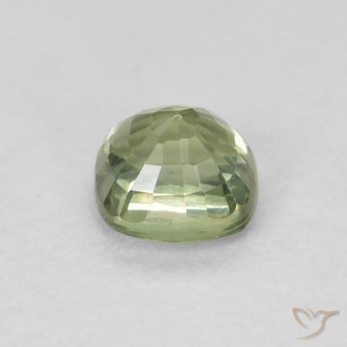 Zafiro Verde salvia muy claro natural de 0.55 ct, Forma Cojín, VVS
