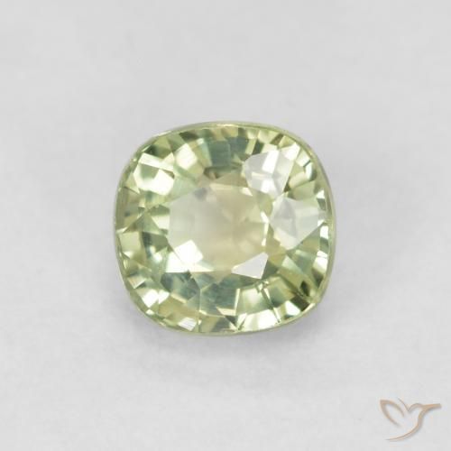Zafiro Verde salvia muy claro natural de 0.57 ct, Forma Cojín, VVS-VS