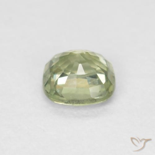 Zafiro Verde salvia muy claro natural de 0.43 ct, Forma Cojín, VVS-VS