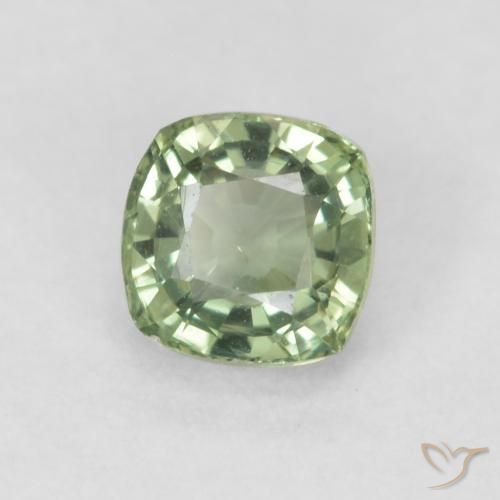 Zafiro Verde claro natural de 0.63 ct, Forma Cojín, VVS-VS