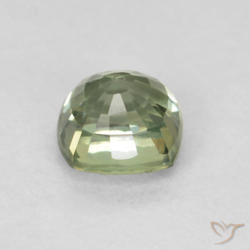 Zafiro Verde claro natural de 0.63 ct, Forma Cojín, VVS-VS