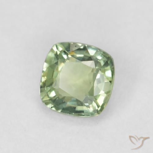 Zafiro Verde salvia claro natural de 0.48 ct, Forma Cojín, VVS-VS