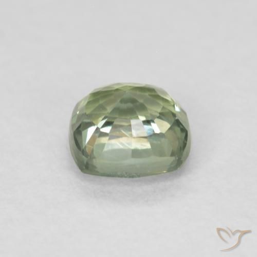 Zafiro Verde salvia claro natural de 0.48 ct, Forma Cojín, VVS-VS