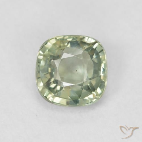 0.58ct Natural Verde salvia claro Zafiro, Forma Cojín, VVS-VS