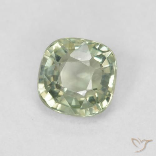 Zafiro Verde salvia claro natural de 0.58 ct, Forma Cojín, VVS-VS