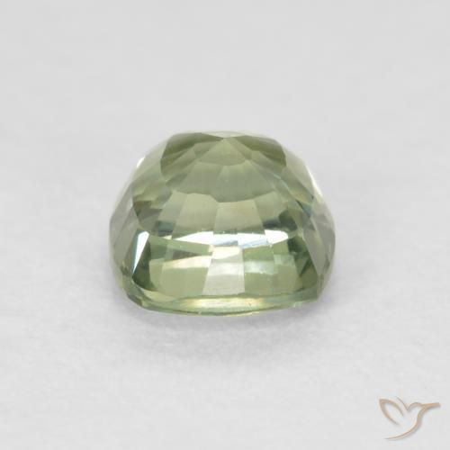 Zafiro Verde salvia muy claro natural de 0.69 ct, Forma Cojín, VVS-VS