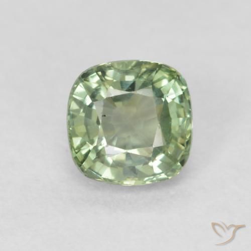 0.55ct Natural Verde salvia muy claro Zafiro, Forma Cojín, VVS