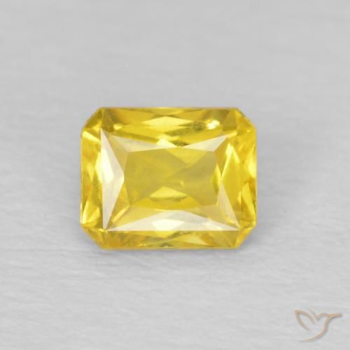 Zafiro amarillo miel natural de 0,50 ct, corte esmeralda, VS