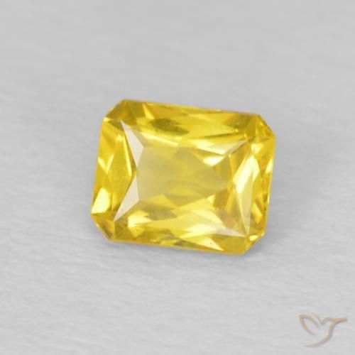 Zafiro amarillo miel natural de 0,50 ct, corte esmeralda, VS