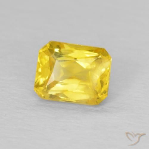 Zafiro Amarillo medio natural de 0.56 ct, Corte Octágono / Esmeralda, VS