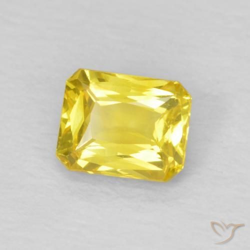 Zafiro Amarillo medio natural de 0.53 ct, Corte Octágono / Esmeralda, VS