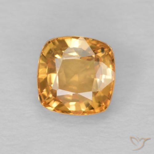 0.62ct Natural Naranja miel Zafiro, Forma Cojín, VVS