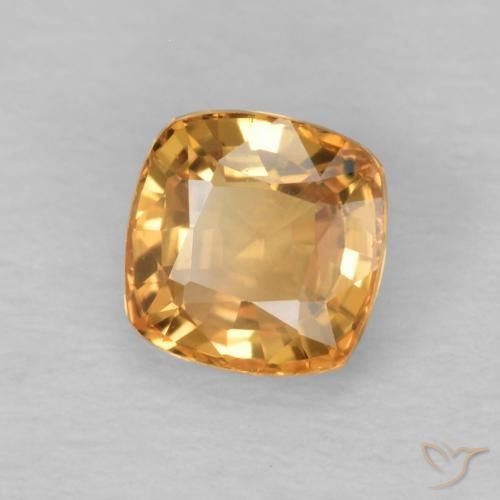 Zafiro Naranja miel natural de 0.62 ct, Forma Cojín, VVS