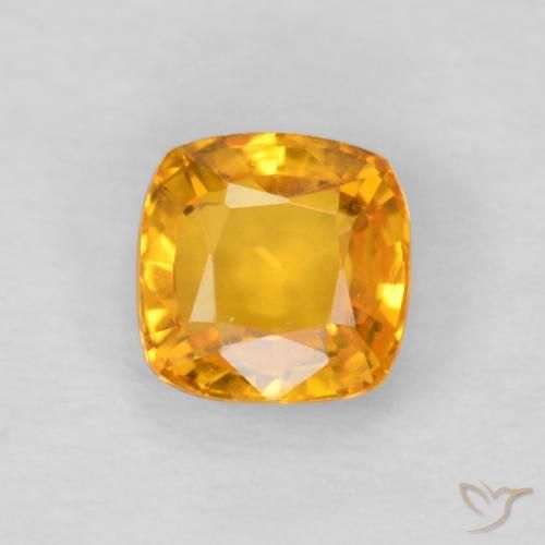 0.56ct Natural Naranja medio Zafiro, Forma Cojín, VVS