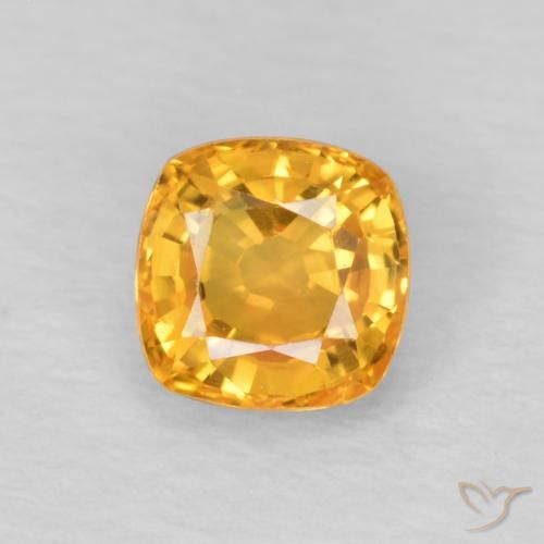 0.57ct Natural Dorado naranja Zafiro, Forma Cojín, VVS