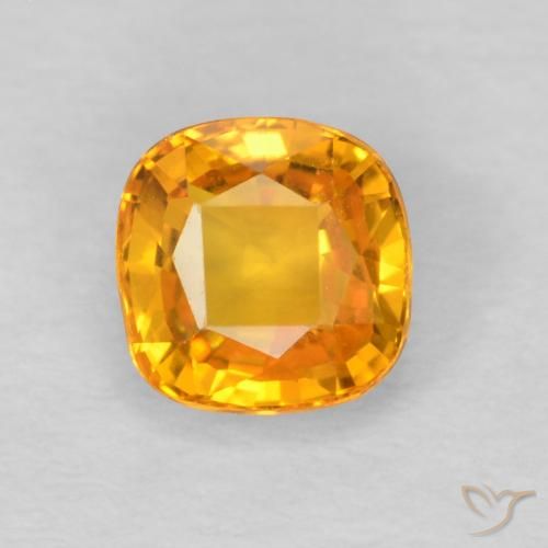 0.65ct Natural Dorado naranja Zafiro, Forma Cojín, VVS