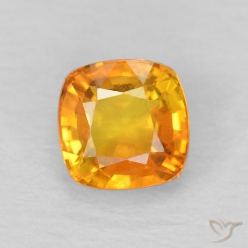 0.69ct Natural Naranja medio Zafiro, Forma Cojín, VVS