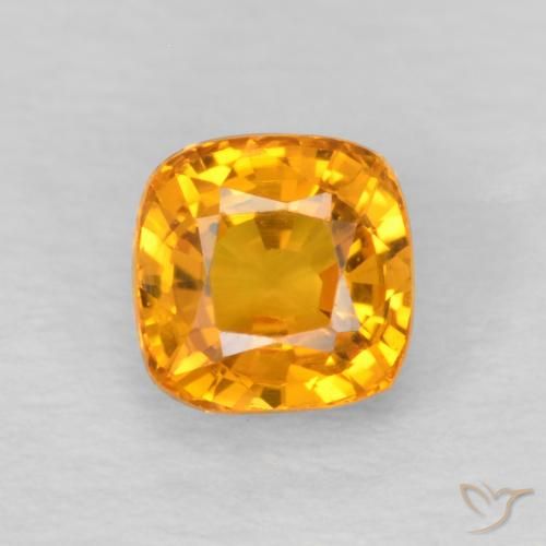 0.68ct Natural Dorado naranja Zafiro, Forma Cojín, VVS