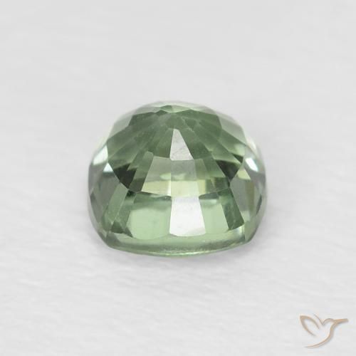 Zafiro Verde bosque claro natural de 0.74 ct, Forma Cojín, VVS-VS