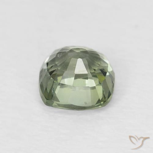 Zafiro Verde bosque claro natural de 0.67 ct, Forma Cojín, VVS-VS