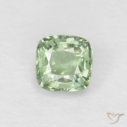 0.48ct Natural Verde muy claro Zafiro, Forma Cojín, VVS