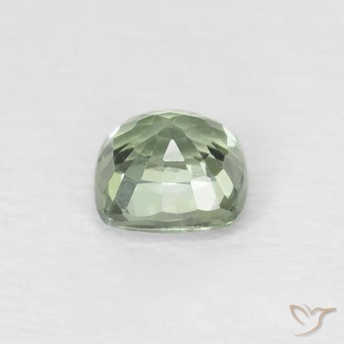 Zafiro Verde muy claro natural de 0.48 ct, Forma Cojín, VVS