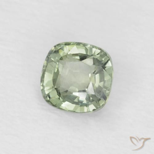 Zafiro Verde claro natural de 0.48 ct, Forma Cojín, VVS-VS
