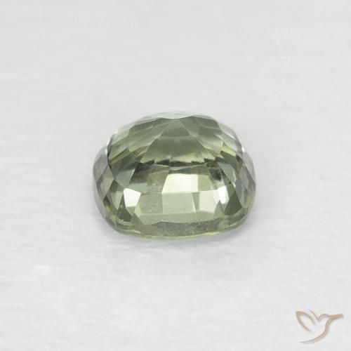 Zafiro Verde claro natural de 0.48 ct, Forma Cojín, VVS-VS