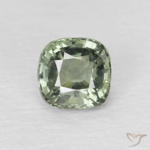 0.64ct Natural Medium Light-Green Zafiro, Forma Cojín, VVS-VS, Photo A