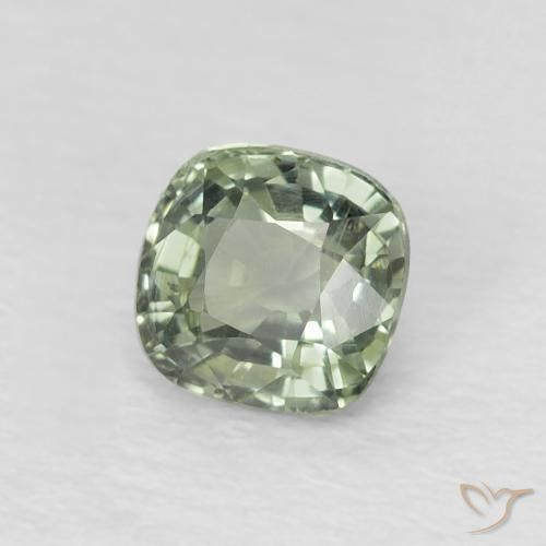 Zafiro Medium Light-Green natural de 0.64 ct, Forma Cojín, VVS-VS