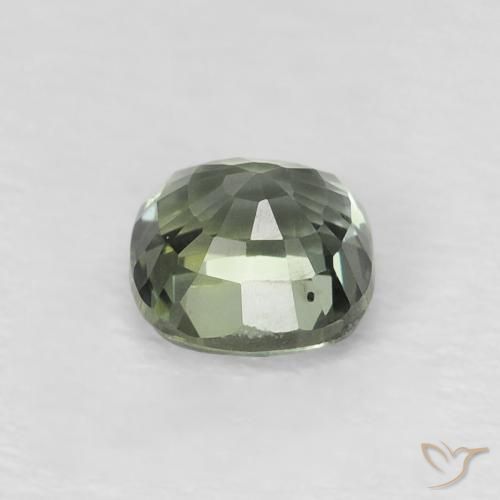Zafiro Medium Light-Green natural de 0.64 ct, Forma Cojín, VVS-VS