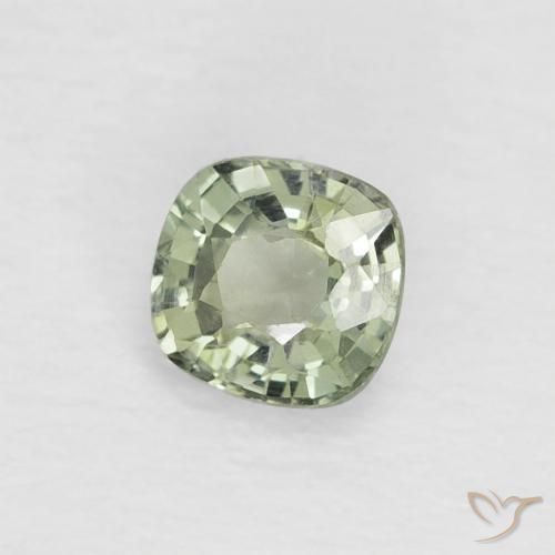 Zafiro Verde amarillo natural de 0.44 ct, Forma Cojín, VVS-VS