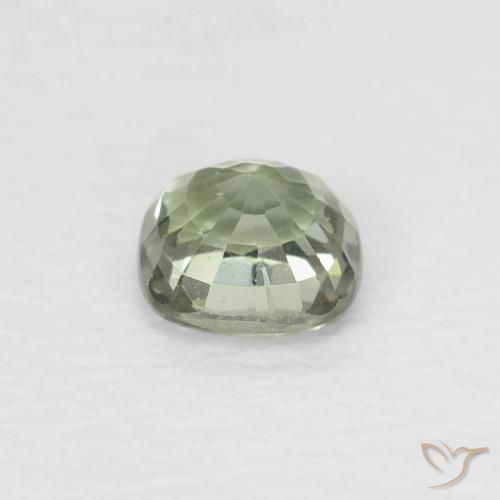 Zafiro Verde amarillo natural de 0.44 ct, Forma Cojín, VVS-VS