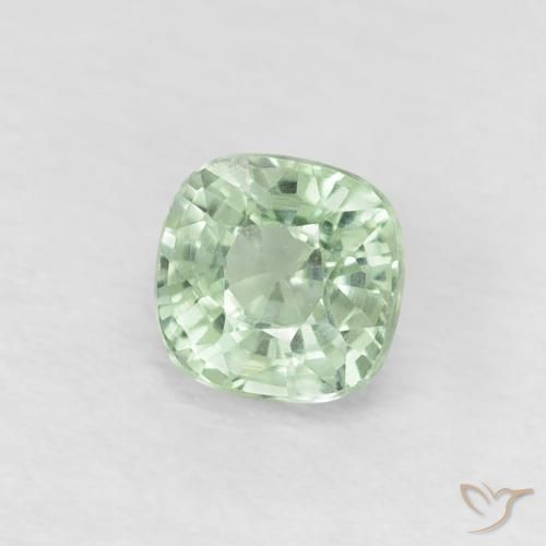 Zafiro Verde mar claro natural de 0.54 ct, Forma Cojín, VVS-VS
