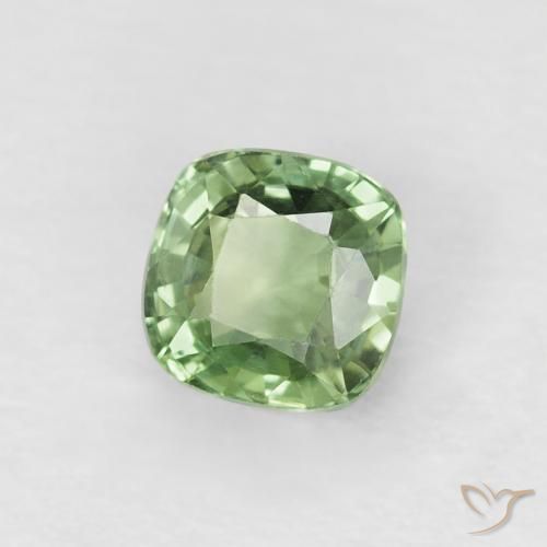 Zafiro Verde terroso natural de 0.66 ct, Forma Cojín, VVS-VS