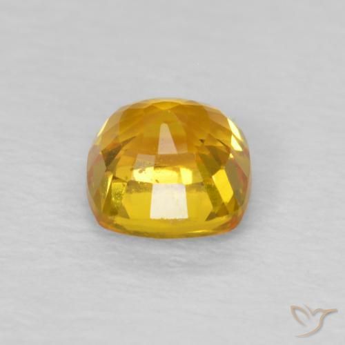 Zafiro Naranja dorado natural de 0.66 ct, Forma Cojín, VS